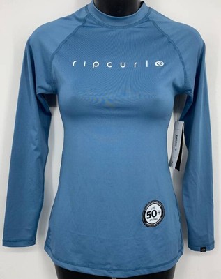 Ripcurl Womens Blue Relaxed Fit Rash Guard Sunny Rays UV Protection Size 6 New