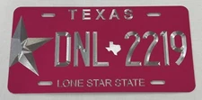 PINK Custom Texas TX State Car Tag Diamond Etched Vanity Front License Plate