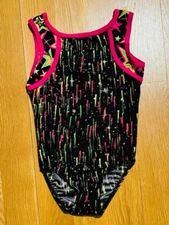 Girls Destira Leotard Leo Child Small S CS Black Shooting Stars CM