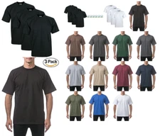 3 Pack Pro Club Men's Heavyweight Cotton Short Sleeve Crew Neck T-Shirt 
