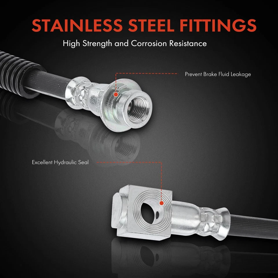 2Pcs Front Left & Right Brake Hydraulic Hose for Oldsmobile Achieva 92-98 Chevy - Image 4 of 4