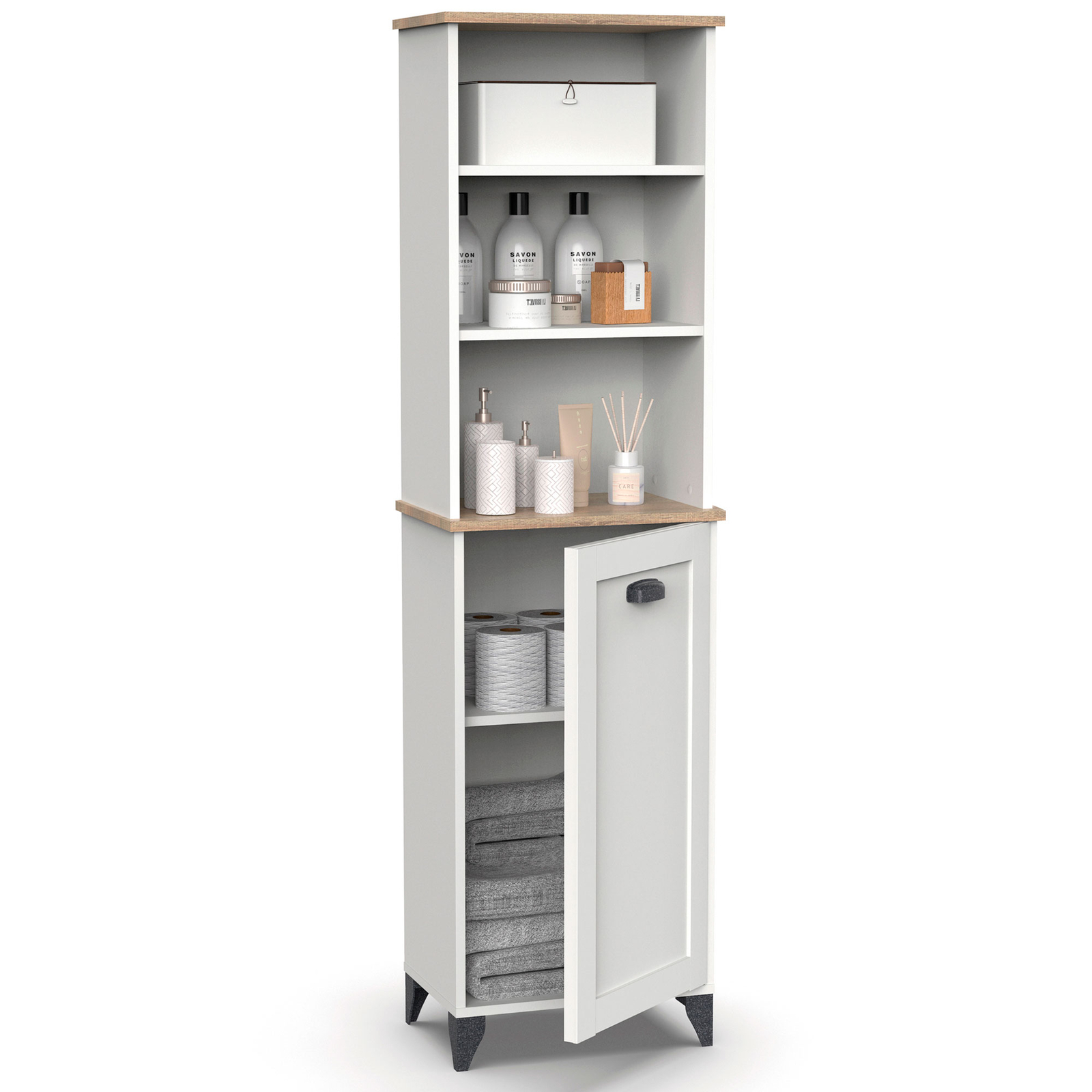 Columna de Baño, Mueble Auxiliar Alto Estilo Vintage 168x46,5x31 cm, Almacenaje