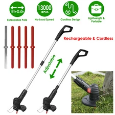 Electric Cordless Grass String Trimmer Lawn Edger Weed Cutter + 5pc Extra Blades