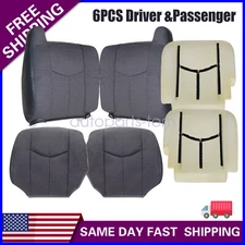 Driver & Passenger Seat Cover&Front Foam For Chevy Silverado Dark Gray 2003-2007
