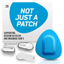 Not Just a Patch CGM Patch Dexcom G4/G5/G6 or MiaoMiao Libre Blue 20 Pack