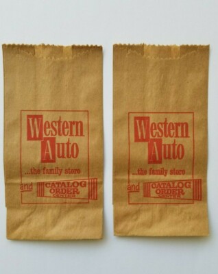 2 -VTG WESTERN AUTO Logo Small Parts BAGs Unused MINT NOS Catalog Order Center