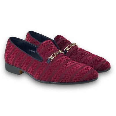Easy Strider Men's 10.5 Velvet Slip-on Loafers Dress Shoes Burgundy Red |  eBay