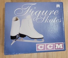 CCm Girls Figure Skates Silhouette Model White Sz 1 W Box
