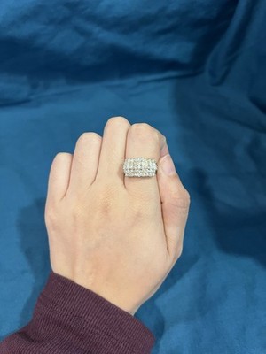 925 Sterlingsilber Damen Frauen zweifarbig weiß CZ Cluster Cocktail Ring Größe 6