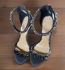 Jewel Badgley Mischka Caroline Crystal Embellished Evening Shoe Sz 7 Black