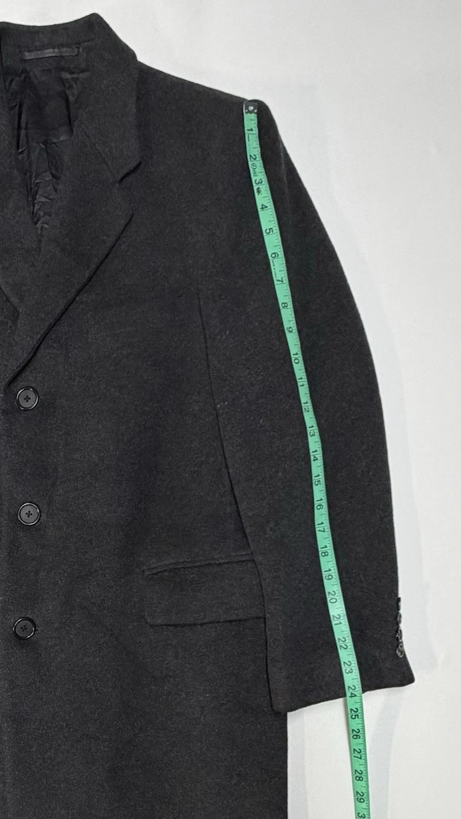 Vintage Stafford Executive Single Breast Black Overcoat Sz 38 Cashmere Wool EUC - product detail image 9