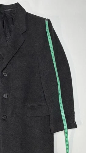 Vintage Stafford Executive Single Breast Black Overcoat Sz 38 Cashmere Wool EUC image 9