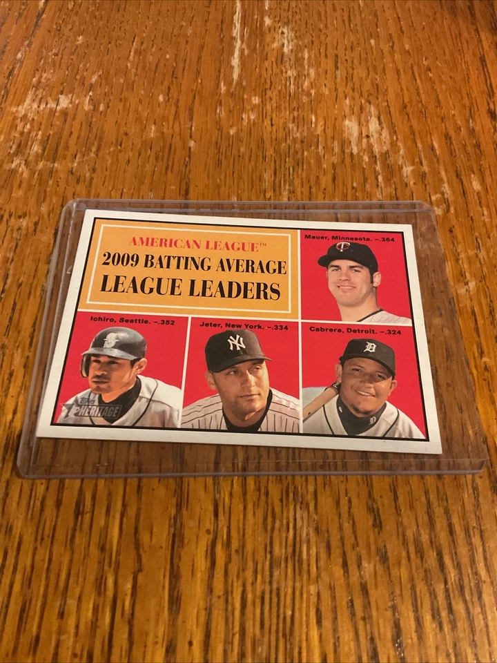 2010 Topps Heritage American League Batting Leader Mauer, Ichiro, Jeter, Cabrera - Image 2 of 4