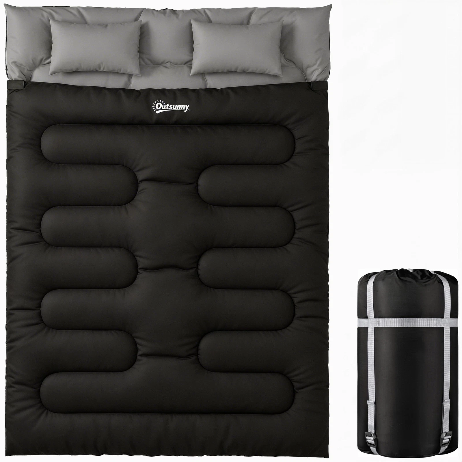Outsunny Double Sleeping Bag with 2 Pillows, 220 x 160cm Sleeping Bag Black
Opens in a new window or