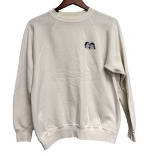 VTG White Sweatshirt Crewneck Made in USA 41" Chest Medium Indie Sleeze