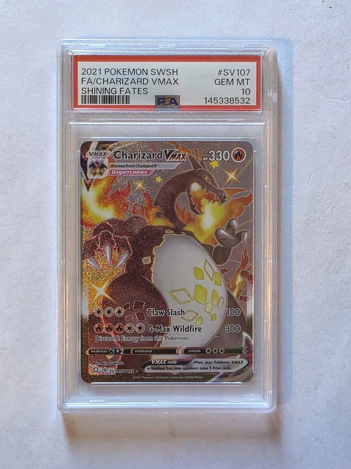 PSA 10 Pokémon Charizard VMAX Shining Fates Shiny Vault SV107/SV122 Holo