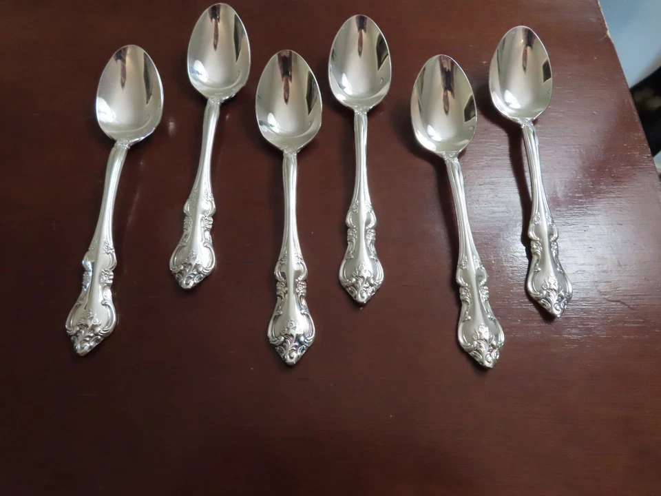 IS ORLEANS Juego de 6 cucharaditas plata profunda vintage cubiertos lote F Foto 3 de 4