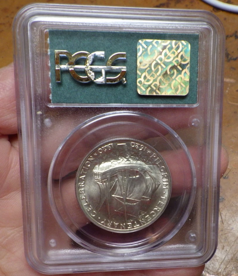 1920 Pilgrim Commemorative Silver Half Dollar 50C MS64 C2 - Image 3 of 4