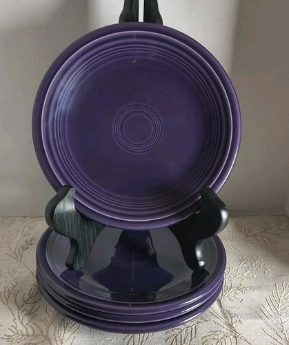 Set of 4 Vintage Fiesta Fiestaware Plum Purple Salad Dessert Plate Set 7 1/4"