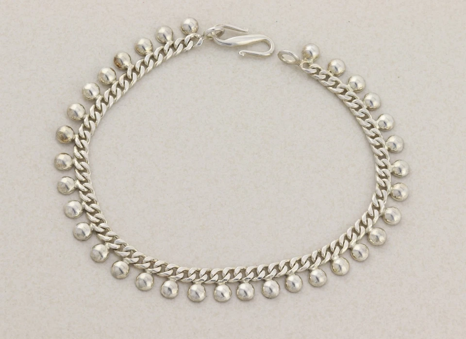 Tornozeleira de prata esterlina corrente de freio pendurada fecho S 10 polegadas - Imagem 3 de 4