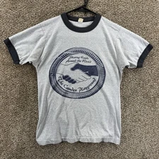 Vintage Screen Stars Ringer T-Shirt Youth Size L? Gray Single Stitch