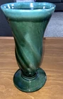 Hull Pottery Vase B41 Ribbed Green Drip Paneled Column 9” Vintage Made USA