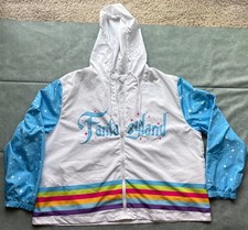 Disney Parks Fantasyland Rainbow Windbreaker Jacket 2X Hooded Full Zip