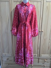 Moonsoon Red Pink Floral Belted Dress Size 8 with minor pulls