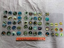 Vintage POG Lot Mixed Pogs Lot Various Animals, Batman, and zeebs
