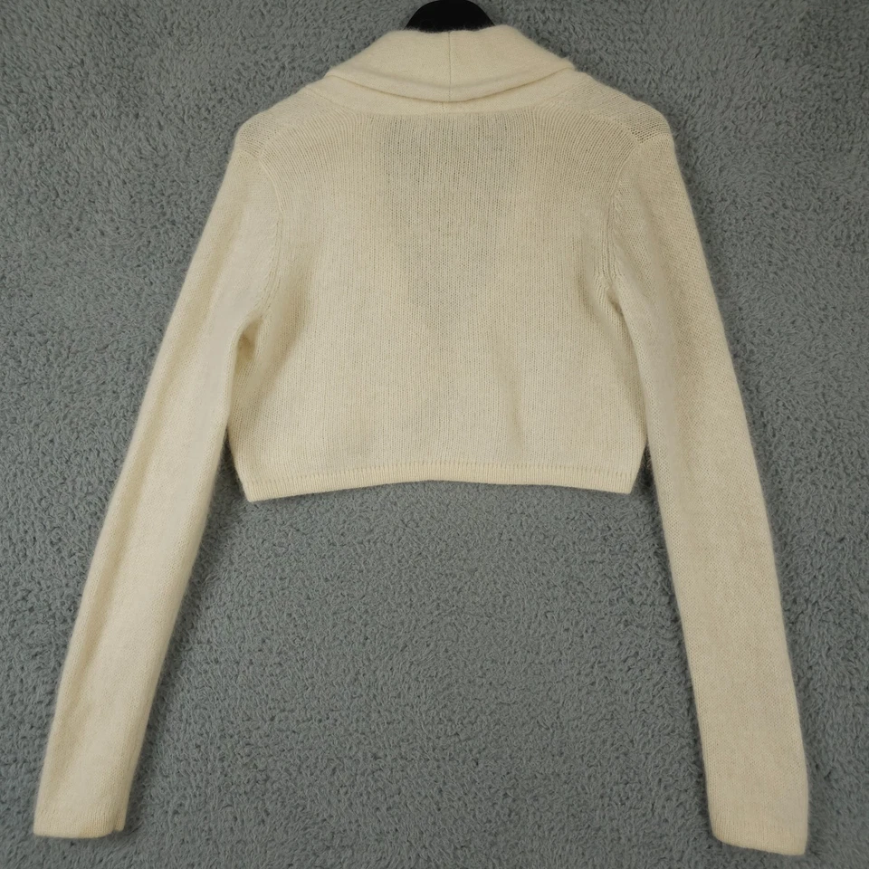 Lauren Ralph Lauren Sweater Women M Cream Angora Wool Shrug Bolero Shawl Jeweled - Image 2 of 4