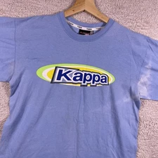 Vintage KAPPA T-Shirt Adult Medium Blue Soccer Y2K 90's Made in USA Blokecore