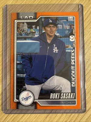 2026 Topps Series 1 Celebration Roki Sasaki Dugout Peeks Orange 01/25 LA Dodgers