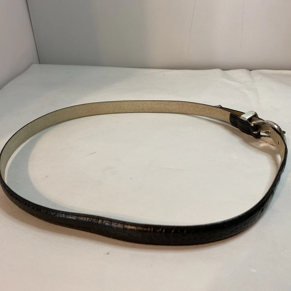 Cinturón Mujer Italiano Cuero Negro Metal Talla Grande Foto 3 de 4