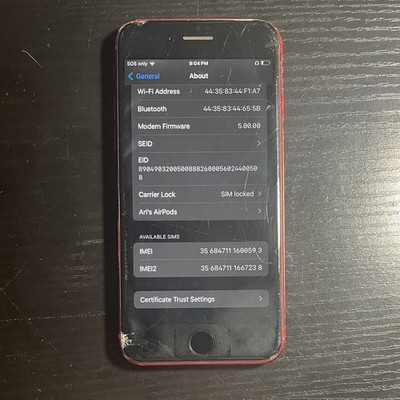 iPhone SE RED  - 64GB - Fair Condition -MHGG3LL/A