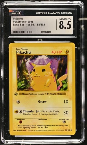 Pikachu Base Set - 1st Ed. 58/102 NM CGC 8.5
