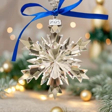 2025 Annual Edition Snowflake Clear Crystal Christmas Ornament, Snowflake Orname