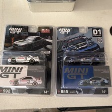 MINI GT 1:64 Nissan Skyline GT-R (BNR32) D1 GP Diecast White/Blue LE 14+ 2 cars
