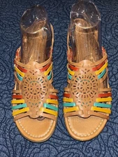 Naturalizer Sz 9.5 N Whistle Multicolor Huarache Leather Sandals N5 Comfort