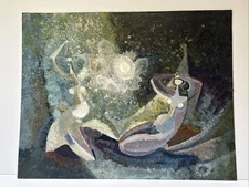 MID CENTURY PAINTING WOMEN ABSTRACT CUBIST CUBISM MODERNISM EXHIBITED BERNAL