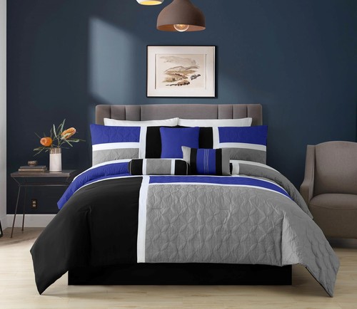 Chezmoi Collection 7-Piece Comforter Set Medallion Patchwork Quilted Bedding Set - Picture 26 of 36