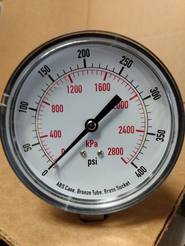 4FLY3 GRAINGER 3 1/2" PRESSURE GAUGE 0-400PSI AIR,OIL,WATER.HYDRO,HVAC - Picture 2 of 3