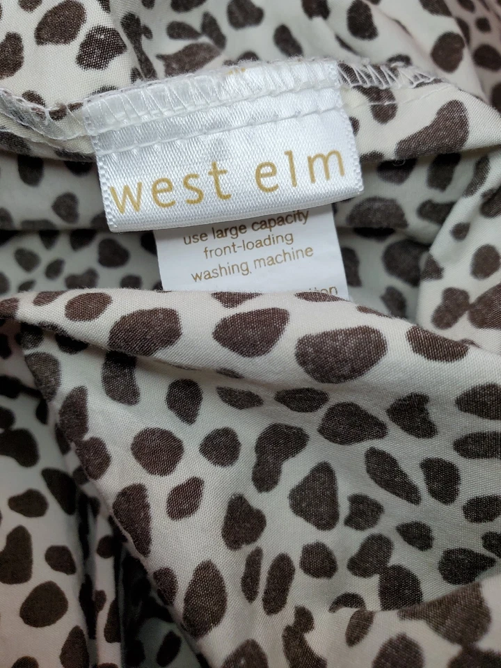 Capa de edredom West Elm algodão orgânico marrom creme ponto F/Q com capa de travesseiro Std - Imagem 2 de 4