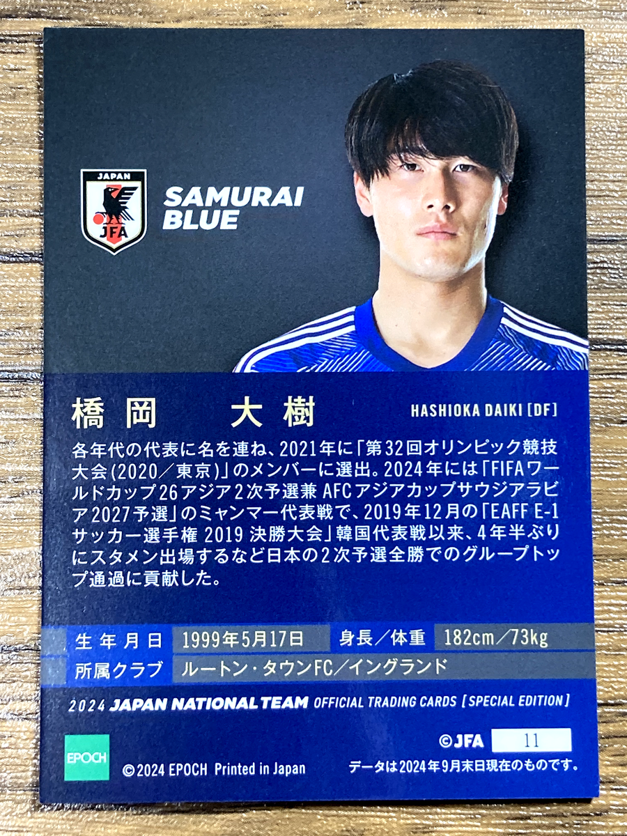 Samurai Blue Japan National Team Soccer Card Epoch 2024 No.11