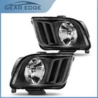 Black Fits 2005-2009 Ford Mustang V6 V8 Headlights Head Lights Lamps Left+Right