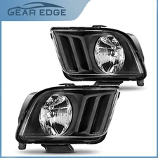 Black Fits 2005-2009 Ford Mustang V6 V8 Headlights Head Lights Lamps Left+Right