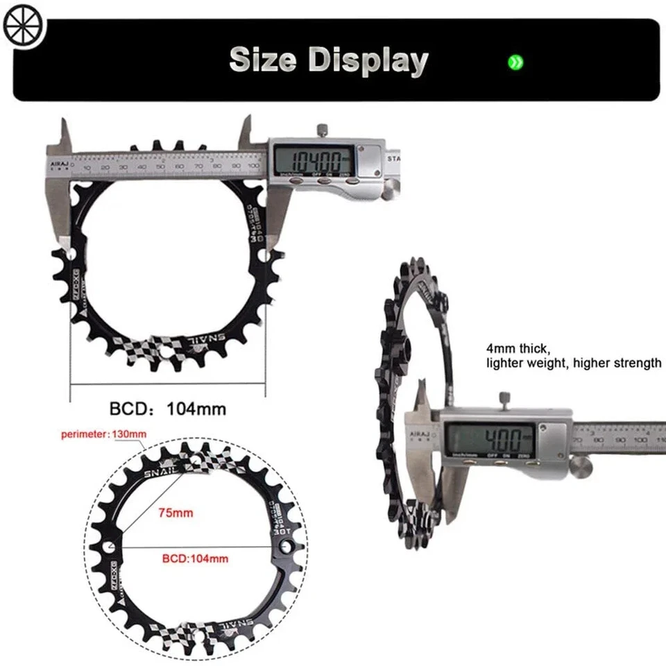 MTB Crankset Chainring 104bcd 30T Round Narrow Wide Mountain Bike Tooth Plate - Image 2 of 4