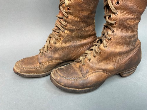 Antique Womens Sz 6 Boots Leather Field Hiking Boots 1910s NAP-A-TAN , S.F. Ca. - Picture 6 of 16
