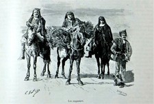 1891:SARDEGNA,COSTUMI,PAESAGGI=1) ZAPPATORI e 2) UN GIOVANE PASTORE SARDO..ETNA