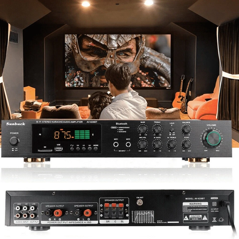 2000W Verstärker Vollverstärker HiFi Stereo Amplifier Digital FM Bluetooth DE - Bild 4 von 4