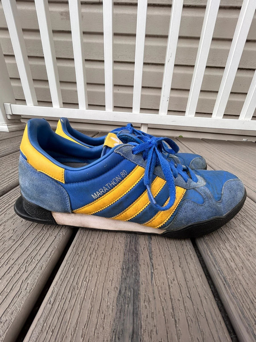 Adidas Marathon 80 OG Blue Yellow 3 Stripes Rare Size 12